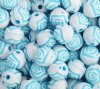 50 8mm Acrylic White and Light Blue Rosebud Beads