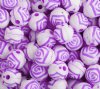 50 8mm Acrylic White and Purple Rosebud Beads