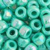 100 6x9mm Opaque Light Turquoise Iris Acrylic Crow Beads