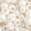 100 6x9mm Opaque White Iris Acrylic Crow Beads