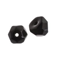 40, 6mm Opaque Jet Faceted Czech Glass Hill Beads