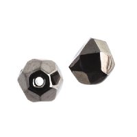 40, 6mm Jet Chrome Faceted Czech Glass Hill Beads