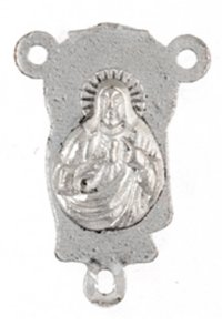 1, 20x10mm Antique Silver Mary and Child / Sacred Heart Connector