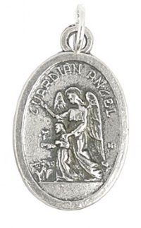 1 26x14mm Antique Silver St. Michael & Guardian Angel Medal