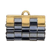Set of 2, 26x10.5mm Cymbal Piperi III 24kt Gold Tila Ends