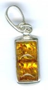 1 26x8mm 2-Stone Rectangle Cognac Baltic Amber Sterling Pendant