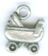 1 14mm Antique Silver Baby Carriage Pendant