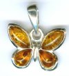 1 15mm Butterfly Cognac Baltic Amber Sterling Pendant