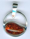 1 18mm Round Cognac Baltic Amber Sterling Pendant with Cut Out