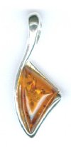 1 21x9mm Artistic Flare Cognac Baltic Amber Sterling Pendant