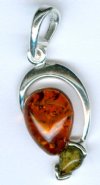 1 32x12mm Multi Stone Baltic Amber Sterling Oval and Arrow Pendant