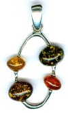 1 32x19mm Wired Oval Multi Stone Baltic Amber Sterling Pendant