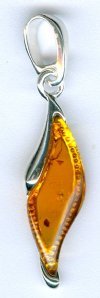 1 32x6.5mm Baltic Amber Long Wave Sterling Pendant