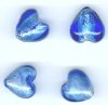4 10mm Sapphire & Silver Foil Heart Beads