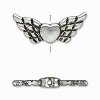 10, 22x9mm Antique Silver Angel Winged Heart Beads