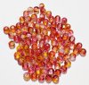 100 4mm Tri-Tone Crackle Crystal / Orange / Cherry Glass Beads