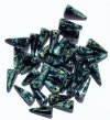 36 5x13mm Black Travertine Glass Spike Beads