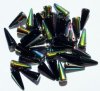 36 5x13mm Black Vitrail Half Coat Glass Spike Beads