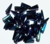 36 5x13mm Black AB Glass Spike Beads