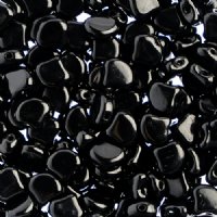 10 Grams 7.5mm Opaque Black Czech Glass Ginko Leaf Beads