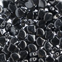 10 Grams 7.5mm Jet Hematite Czech Glass Ginko Leaf Beads