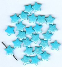 25 13mm Aqua Pearlized Acrylic Star Beads
