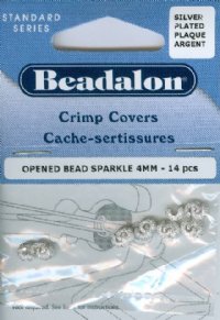 14 4mm Beadalon Silver Stardust Crimp Covers