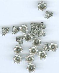 20 6x9mm Antique Silver Fluted Flower Bead Caps