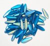 50 5x16mm Matte Transparent Dark Aqua AB Dagger Beads