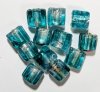 12 10x10x6mm Square Two Tone Light Blue and Blue Zircon with Foil