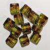 12 10x10x6mm Square Two Tone Olive and Topaz with Foil