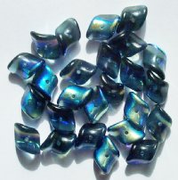 25 12x8mm Transparent Montana AB Twisted Swirl Glass Beads
