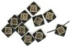 10 15mm Flat Square Black with Gold Top Side Drilled