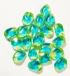 20 15x10mm Two Tone Jonquil and Aqua Nugget Beads