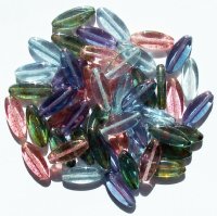 50 16x6mm Transparent Crystal Lustre Mix Narrow Flat Oval Beads