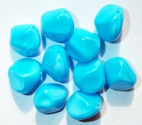 10, 17x15mm Satin Turquoise Blue Glass Nugget Beads