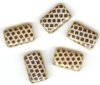 5 19x12mm Czech Glass Flat Rectangle Peacock Beads - Beige Azuro