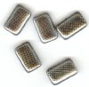 5 19x12mm Czech Glass Flat Rectangle Peacock Beads - Grey Vitrail