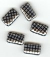 5 19x12mm Czech Glass Flat Rectangle Peacock Beads - Black with Labrador Grid