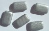 5 19x12mm Czech Glass Flat Rectangle Peacock Beads - Matte Metallic Grey with Grid Pattern