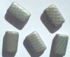 5 19x12mm Czech Glass Flat Rectangle Peacock Beads - Matte Medium Grey Vitrail