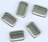 5 19x12mm Czech Glass Flat Rectangle Peacock Beads - Silver Vitrail