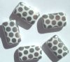 5 19x12mm Czech Glass Flat Rectangle Peacock Beads - White Labrador