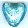 1 19x20mm Light Aqua Silver Foil Heart Bead