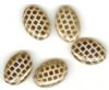 5 20x14mm Czech Glass Flat Oval Peacock Beads -  Opaque Beige Azuro