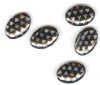 5 20x14mm Czech Glass Flat Oval Peacock Beads - Black with Labrador Triangles