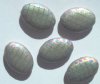 5 20x14mm Czech Glass Flat Oval Peacock Beads - Matte Medium Grey Vitrail