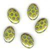 5 20x14mm Czech Glass Flat Oval Peacock Beads - Opaque Green with Labrador Dots
