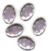 5 20x14mm Czech Glass Flat Oval Peacock Beads - Opaque Mauve with Labrador Dots