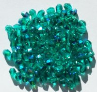 100 4mm Emerald AB Faceted Bicone Beads